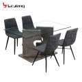 Free Sample Custom Quartz Luxury Italian Wrought Iron Chairs Double Top Marble Dining Tables For Sale